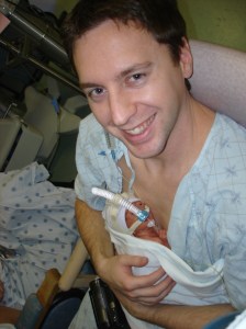Father and newborn, kangaroo care